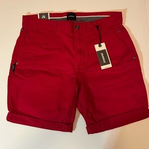 Red Men's Flat Front Shorts